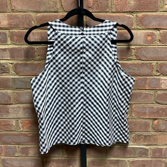 Emma & James Black & White Gingham Silk Sleeveless Top Size 14 - Picture 3 of 7